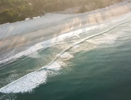 An aerial view of Varkala Beach in Goa.